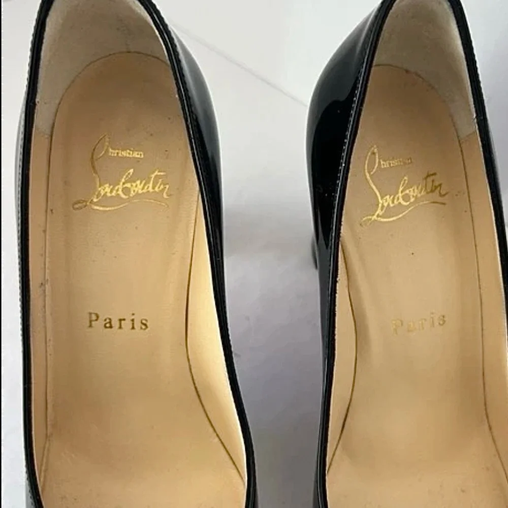 Christian Louboutin Lady Gena Pumps Heels Black Patent Leather Size 35.5 US 5.5 - Picture 9 of 13